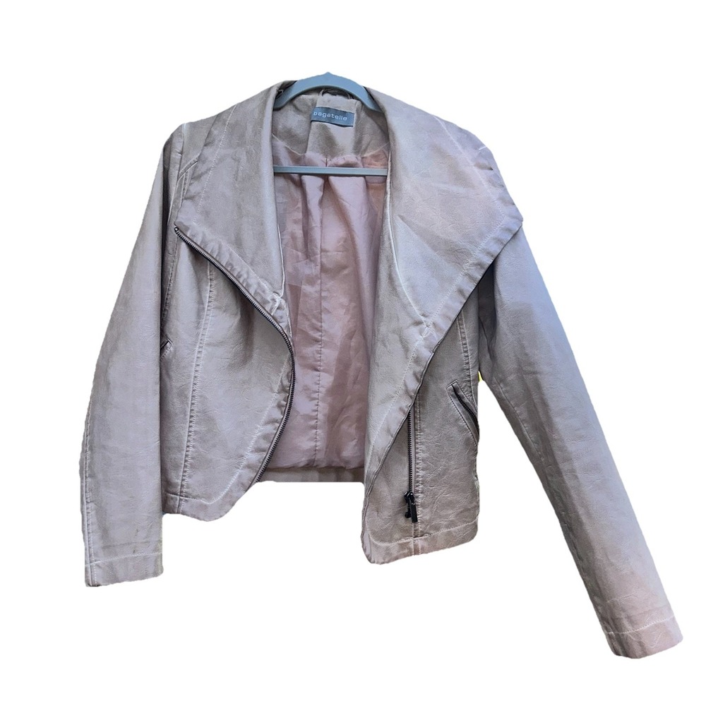 Bagatelle pink faux leather moto Zip up Jacket Size Large‎ Small